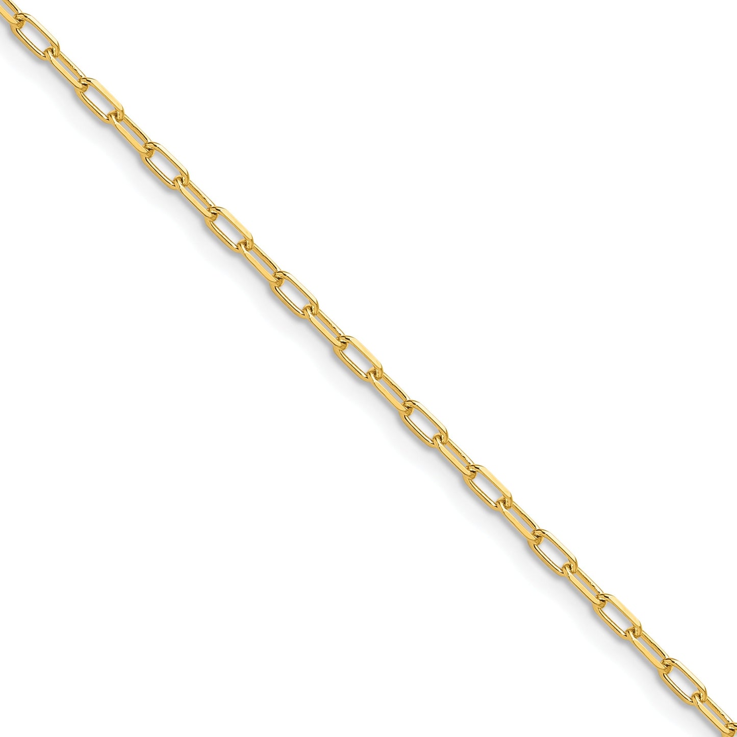 2.2 mm 14k Yellow Gold Solid Beveled Diamond Cut Paperclip Chain