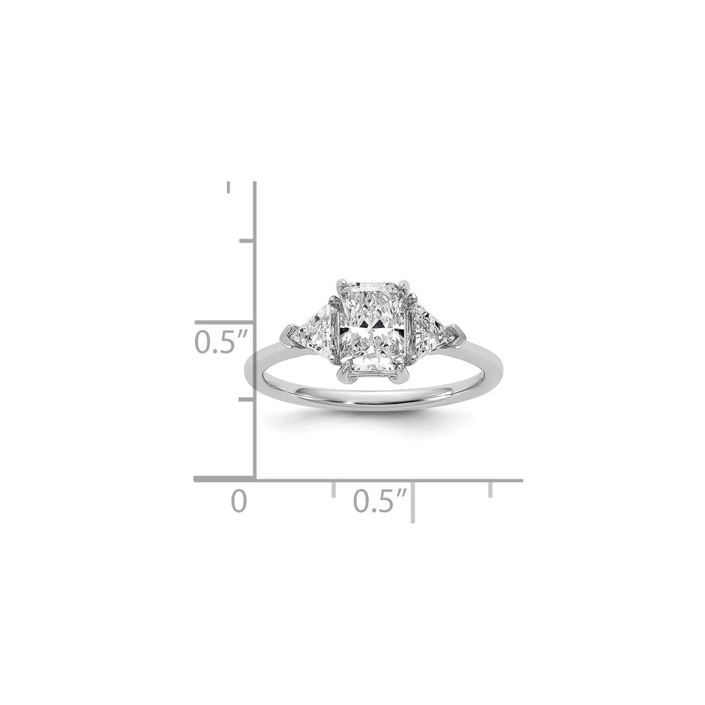 14K White Gold Lab Grown Diamond 3-Stone Bridal Ring