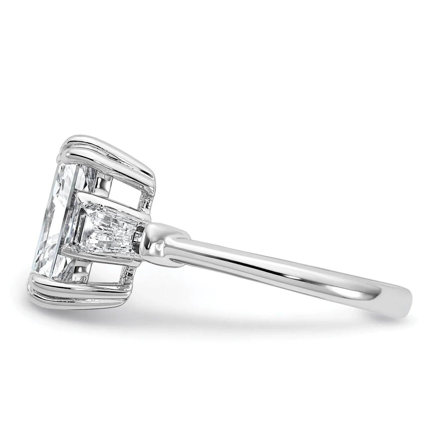 14K White Gold Lab Grown Diamond Baguette 3-Stone Bridal Rings