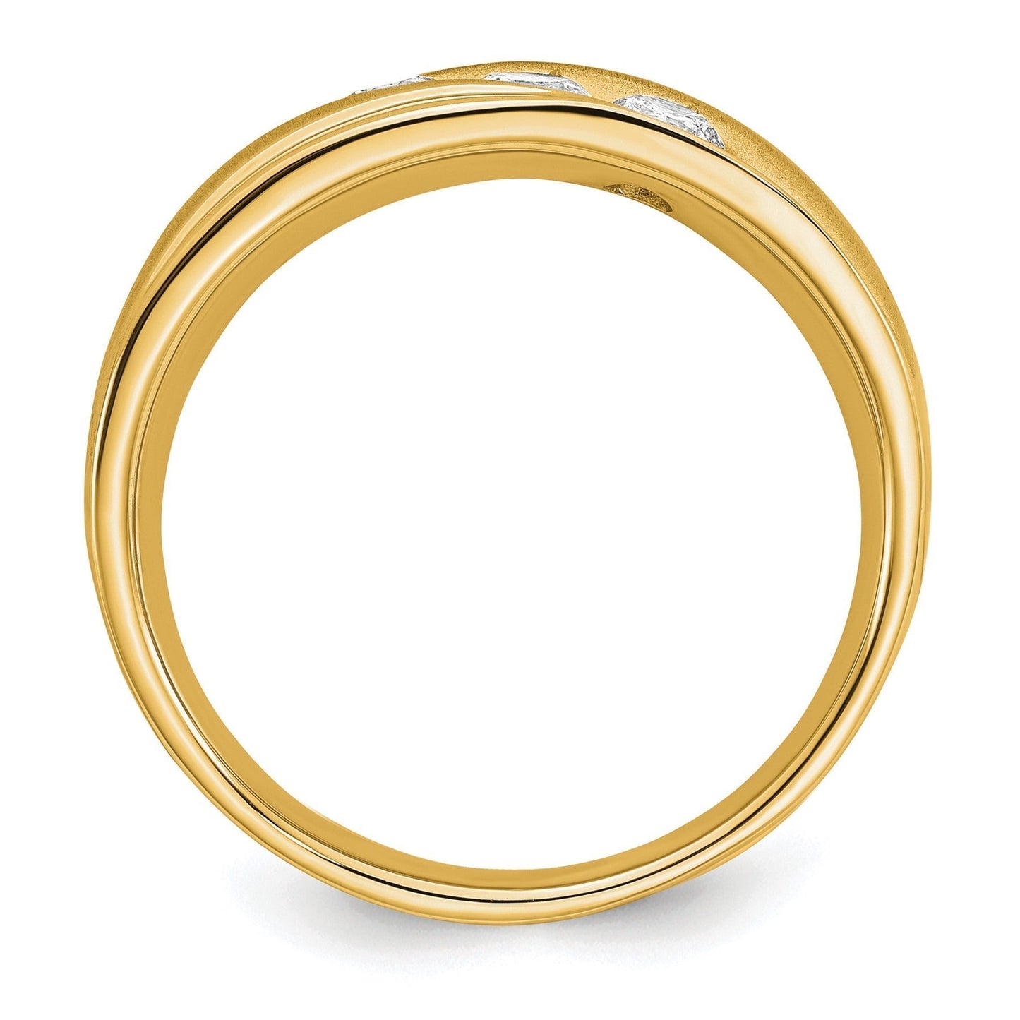 Lab Grown Diamond Three Stone Wedding Band Men Ring 0.625 ct
