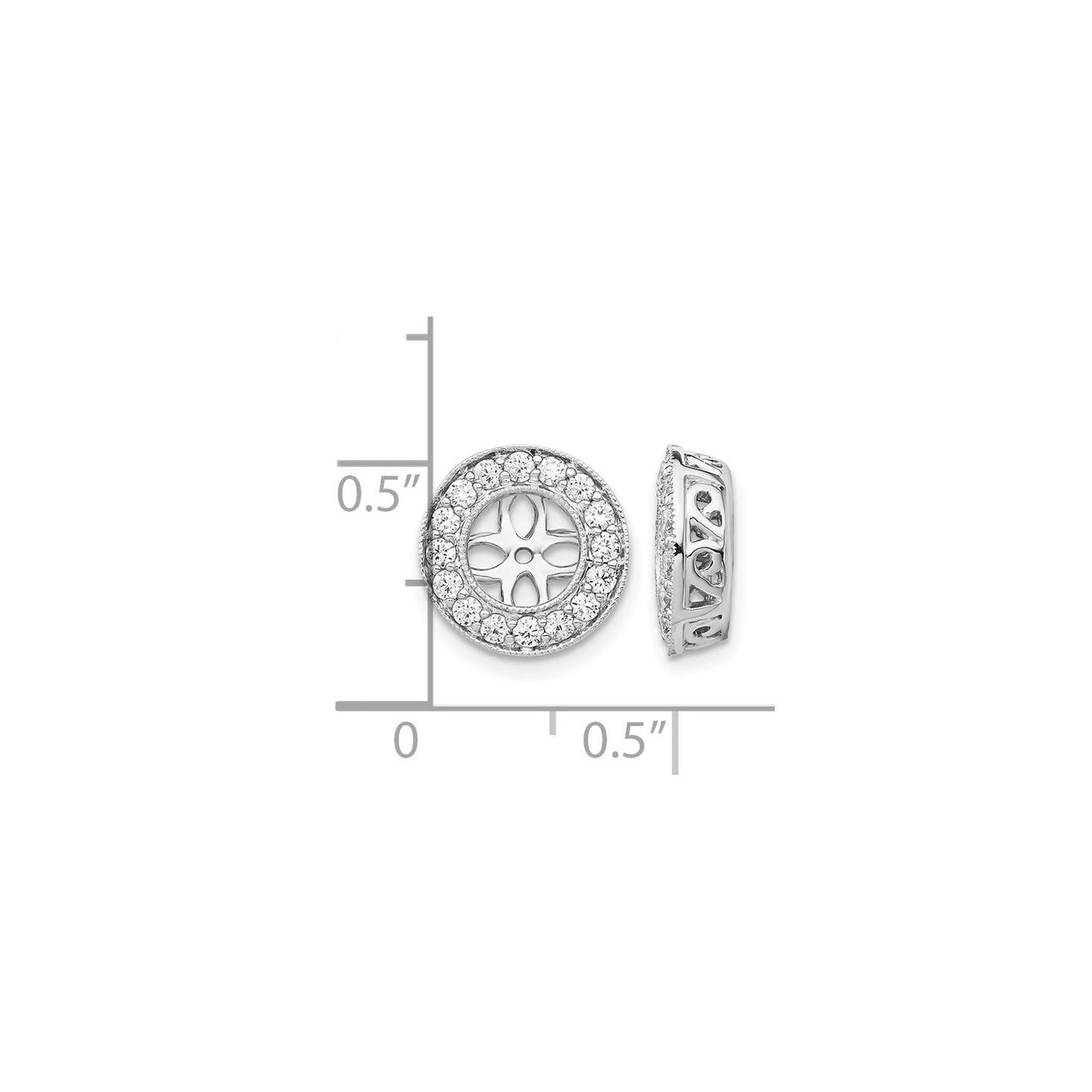 14K White Gold Lab Grown Diamond Studs Earring Jackets