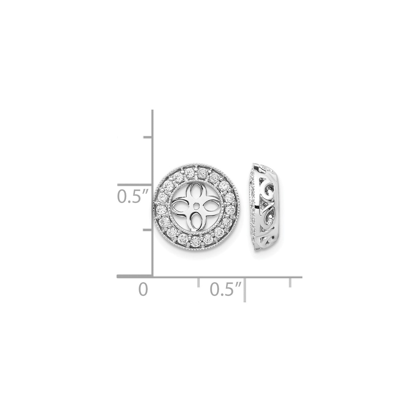 14K White Gold Lab Grown Diamond Studs Earring Jackets