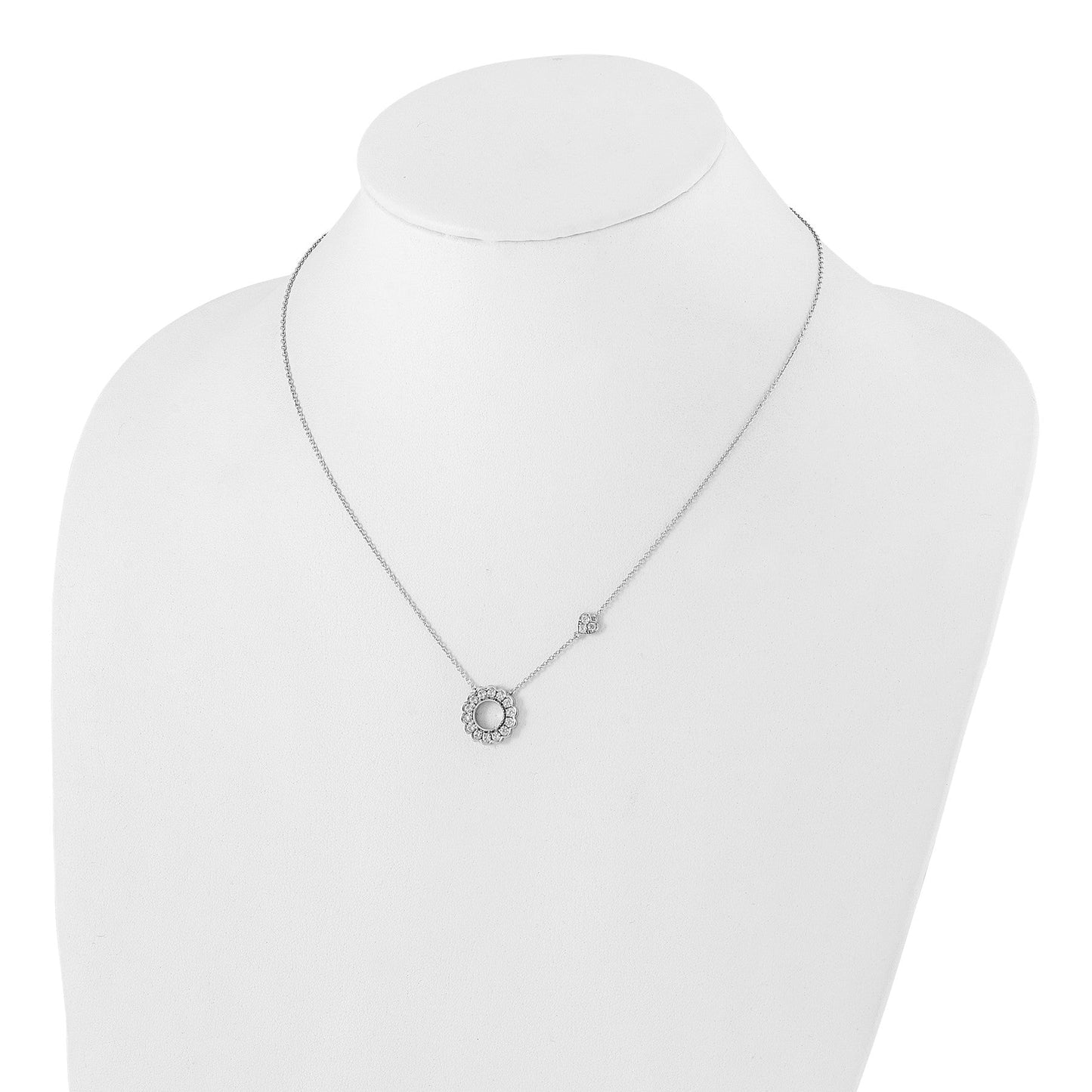Lab Grown Diamond Heart and Circle Necklace 14k White Gold