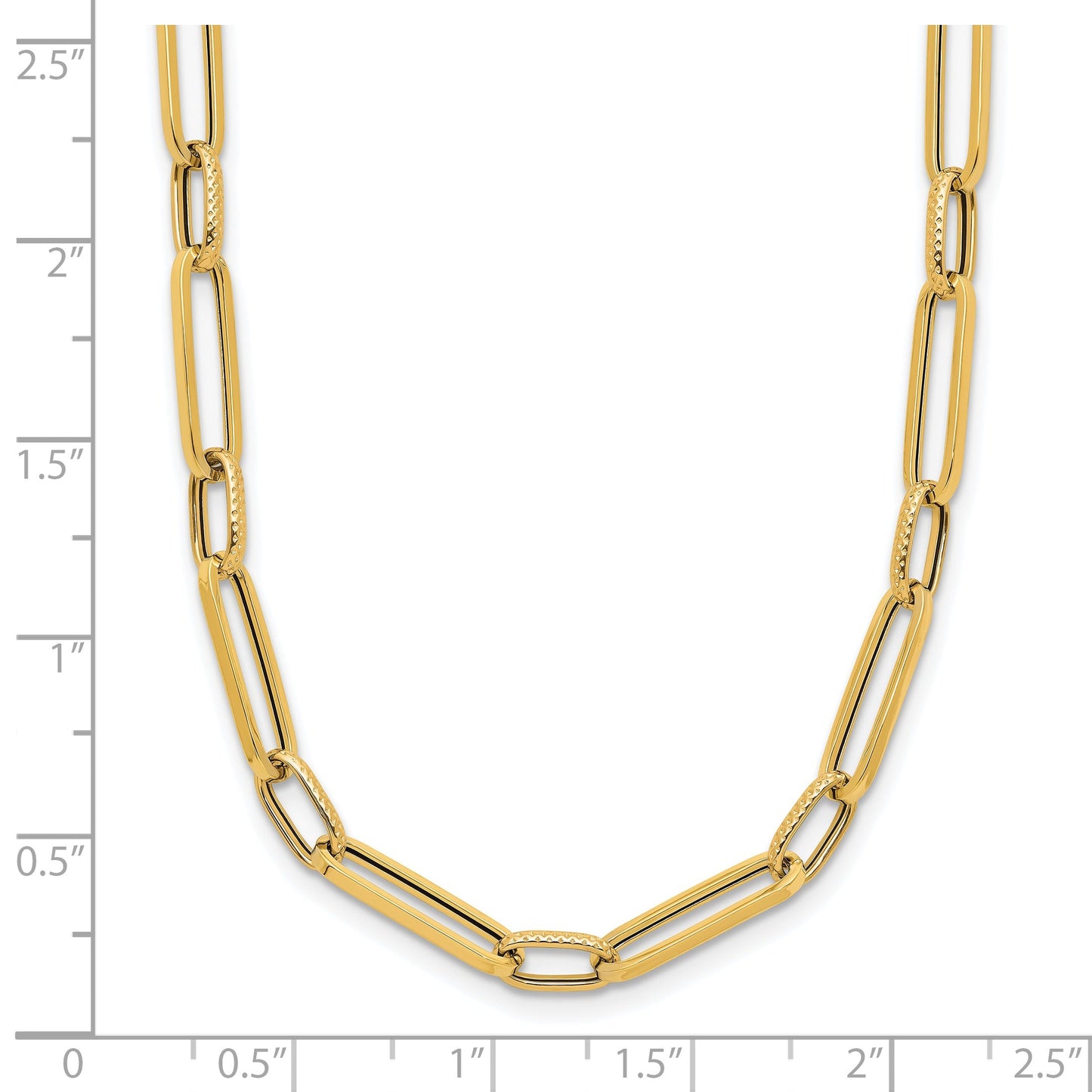 14K Yellow Gold Fancy Link Chain Necklace 17.5 inch