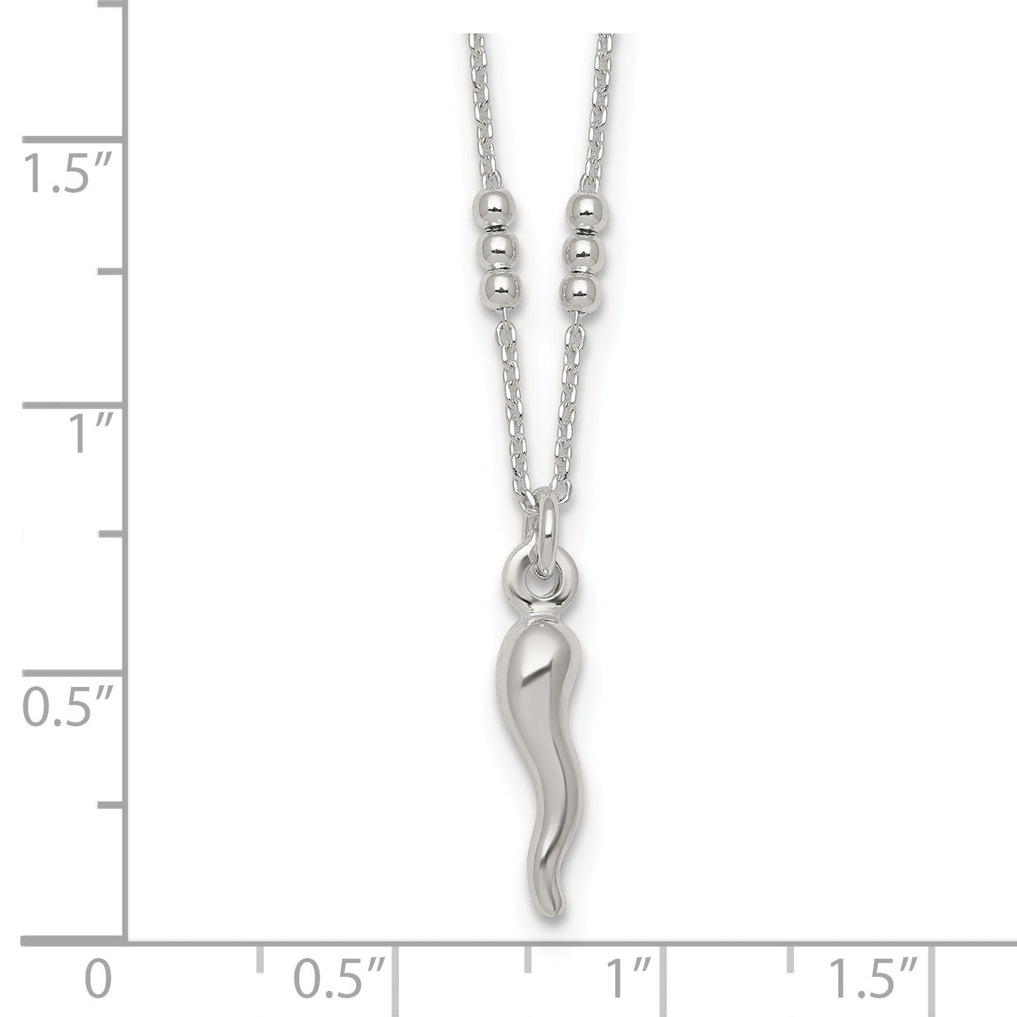 Silver Italian Horn 18 Inch Necklace
