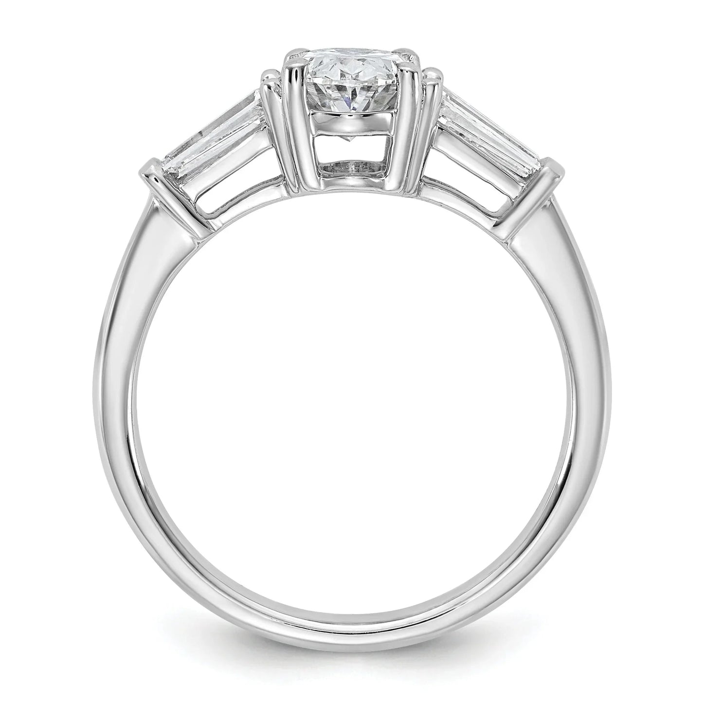 Lab Grown Diamond Oval and Baguette 3-Stone Ring