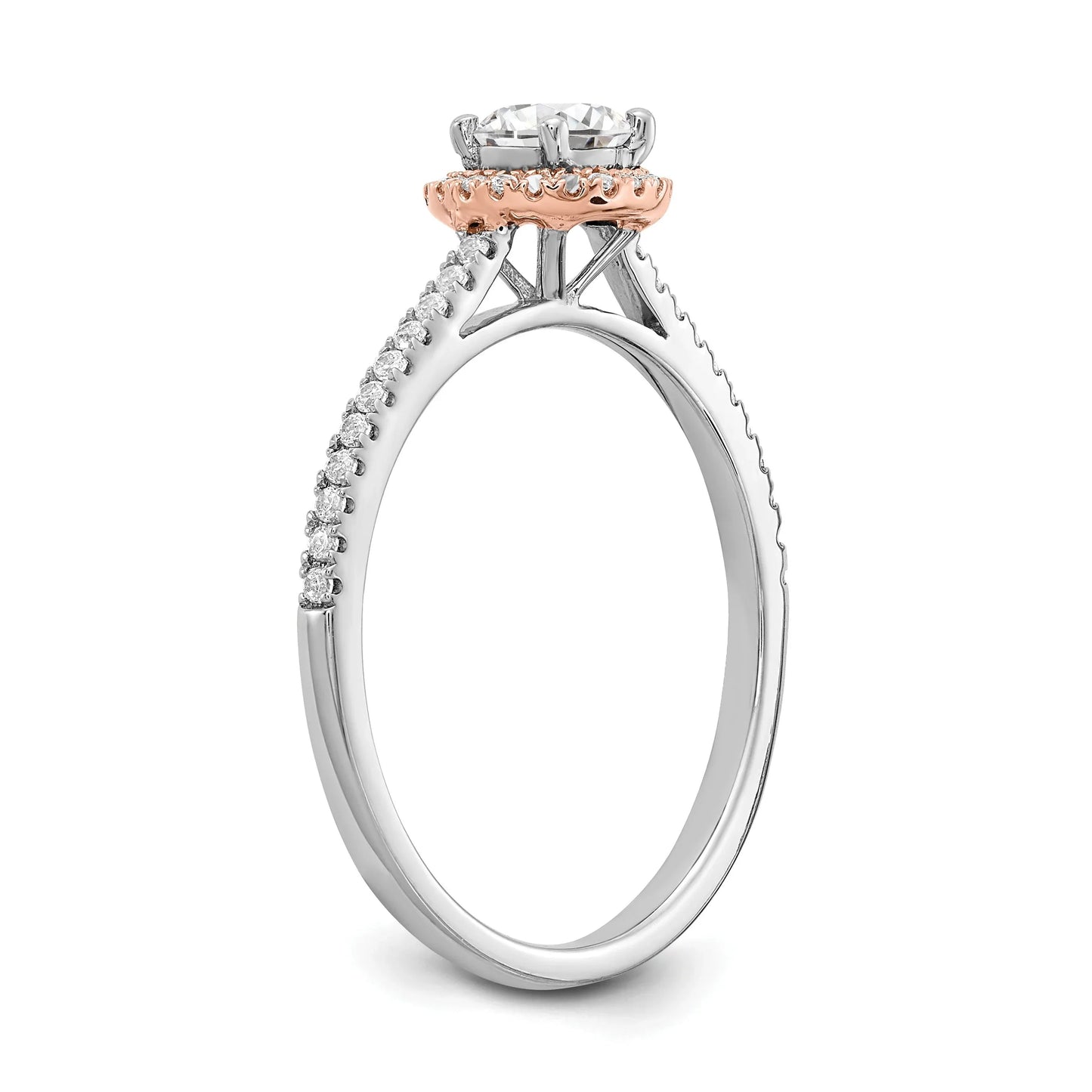 Two-Tone Gold Lab Grown Diamond Round Halo Pave Engagement Ring 0.5 ct