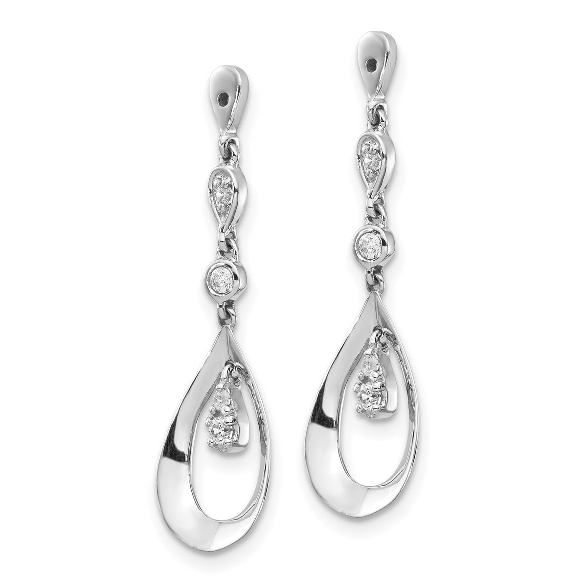 14k White Gold Lab Grown Diamond Teardrop Dangle Earring Jackets