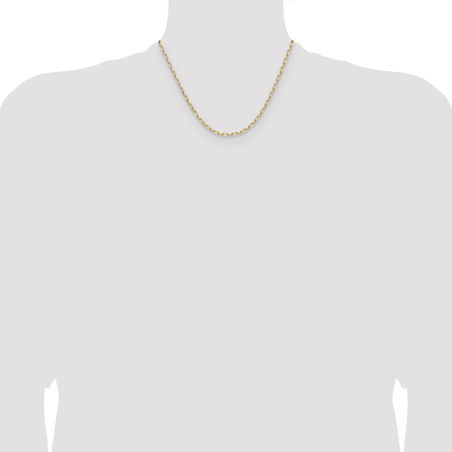 3 mm Solid Beveled Paperclip Chain 14k Yellow Gold