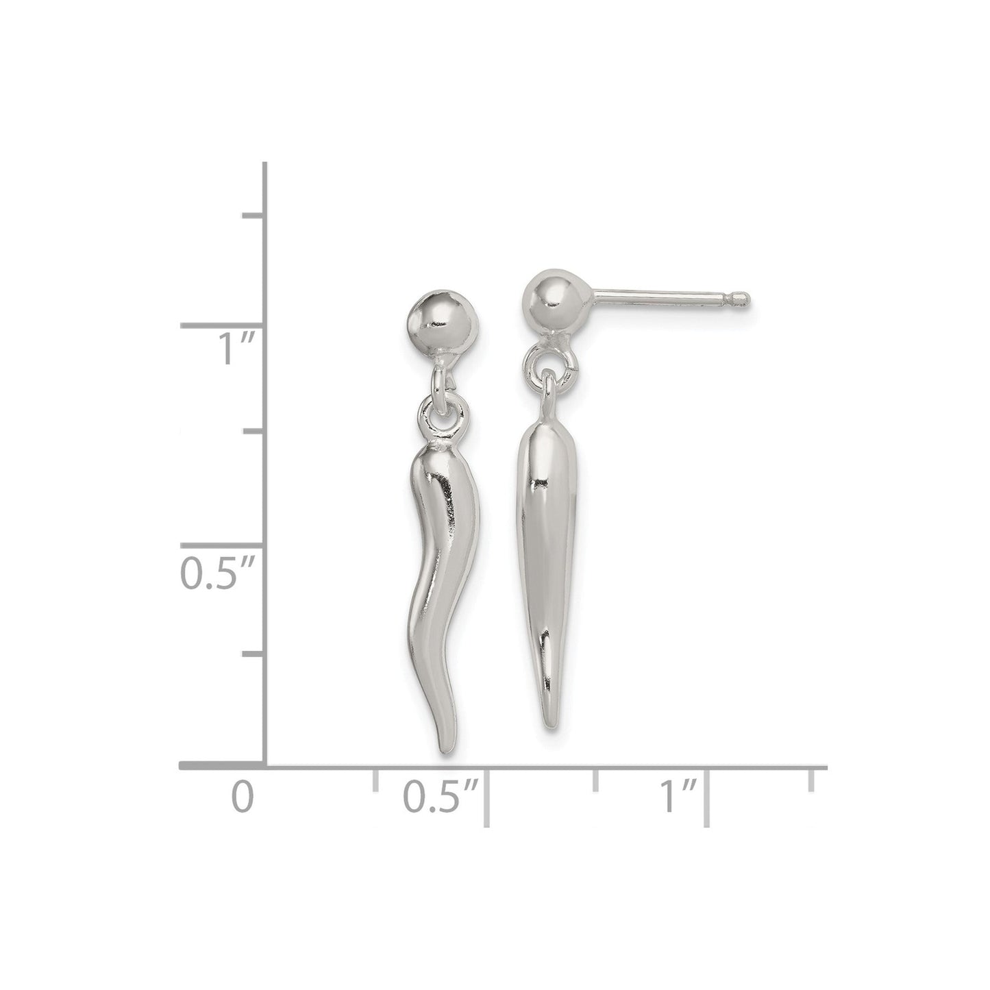 Sterling Silver Italian Horn Post Dangle Earrings