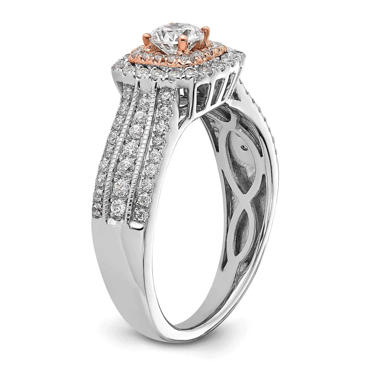 Two-Tone Eternal Promise Lab Grown Diamond Halo Complete Ring 0.87 ct
