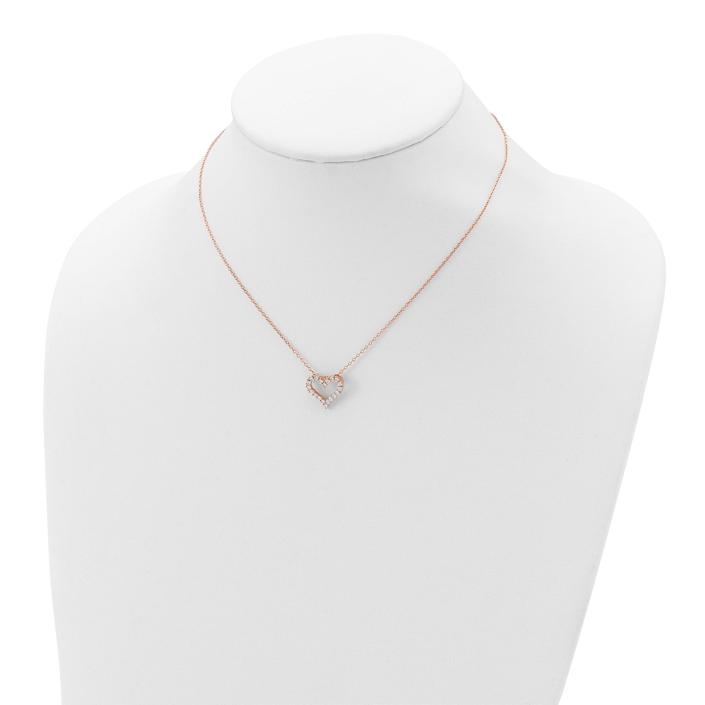 Sterling Silver CZ Heart Necklace