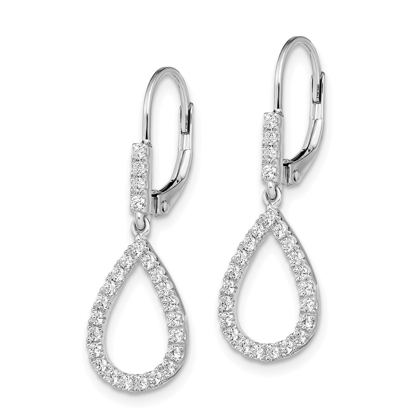 14k White Gold Lab Grown Diamond Fashion Dangle Leverback Earrings