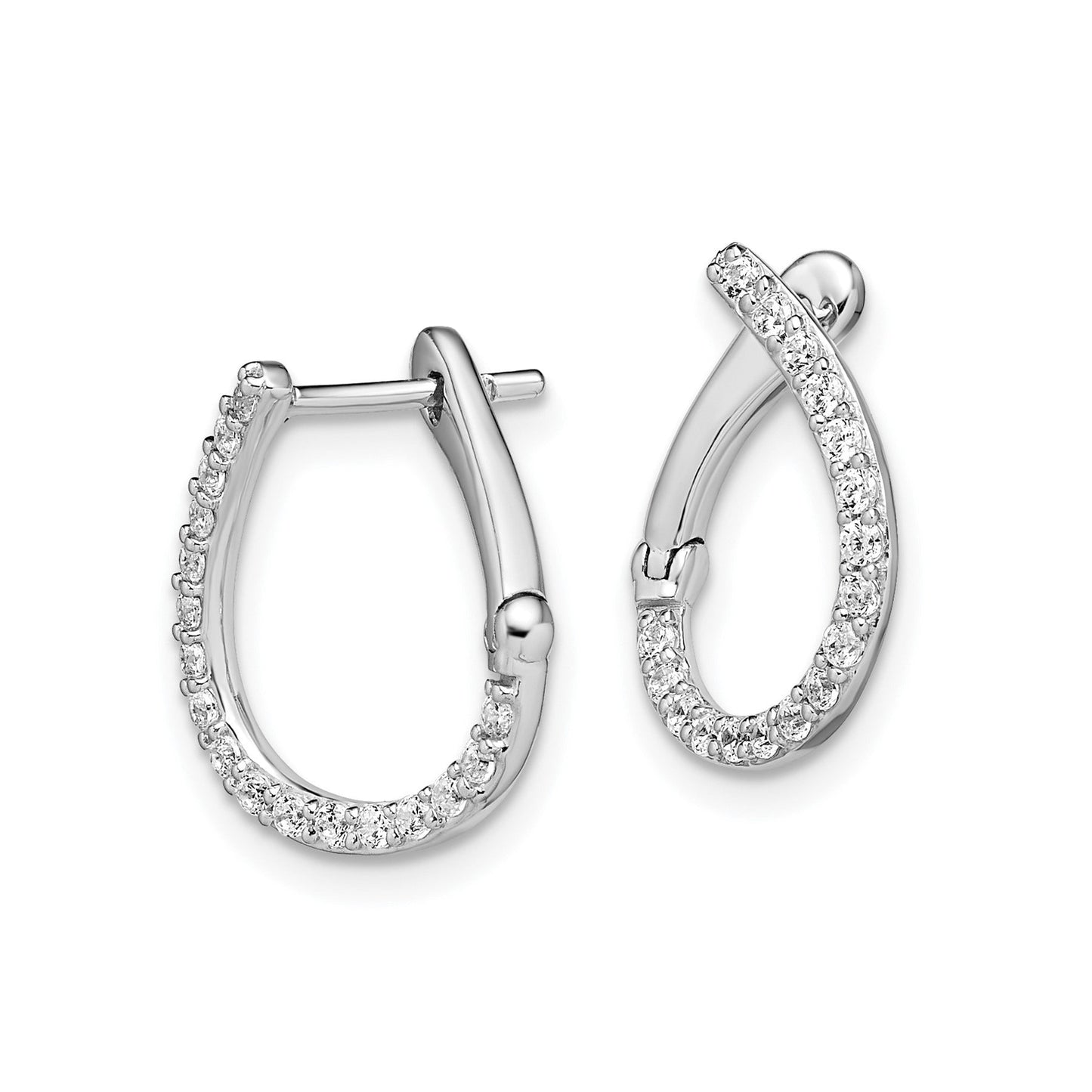 14k White Gold Lab Diamond Hinged Hoop Earrings