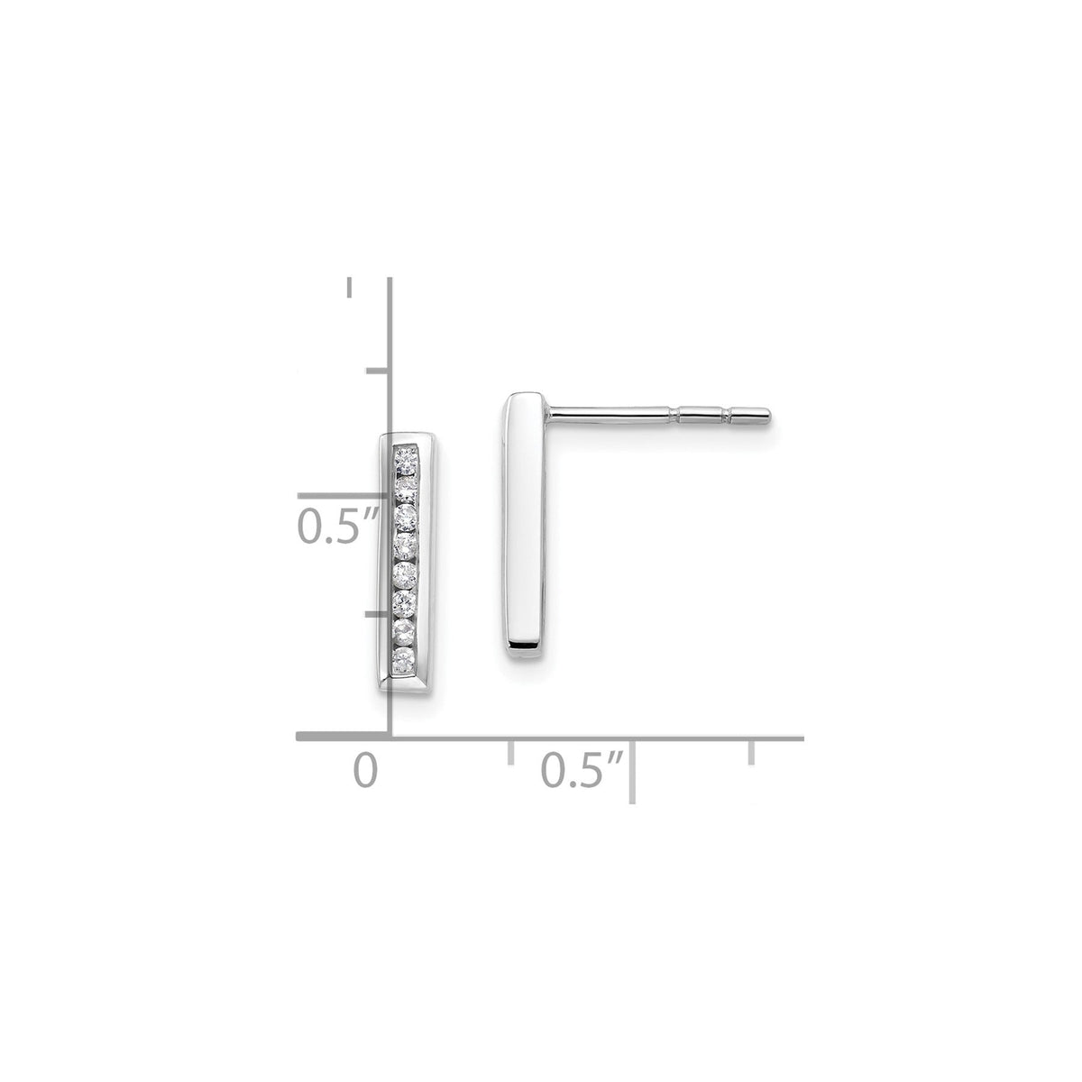 14K White Gold Lab Grown Diamond Vertical Bar Post Stud Earrings 0.16 Ct