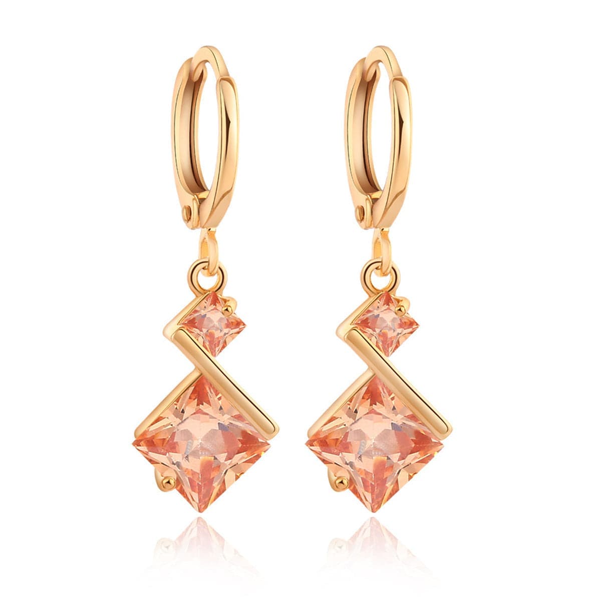 Yellow Crystal & Goldtone Princess-Cut Drop Earrings