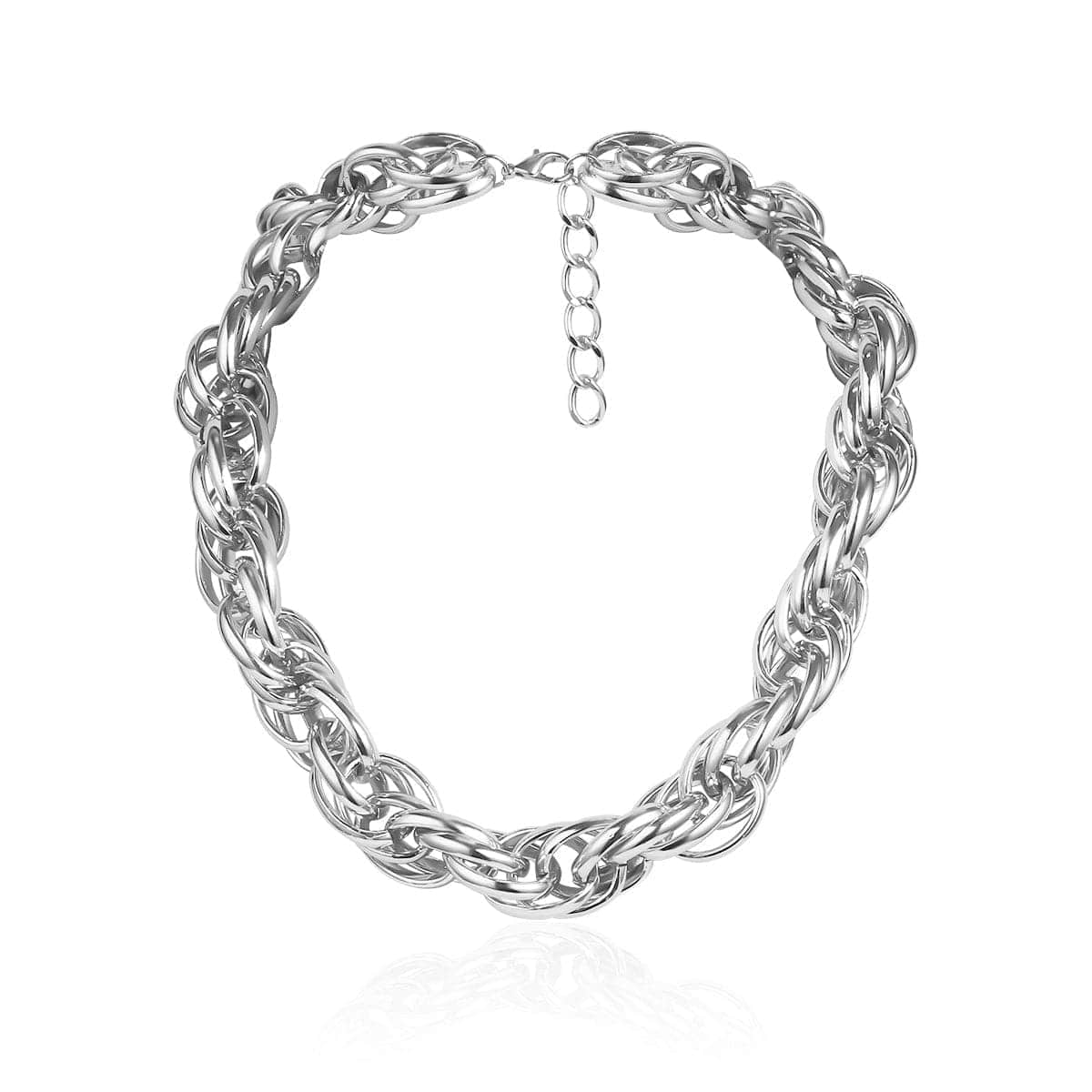 Silvertone Twine Rope-Chain Choker Necklace