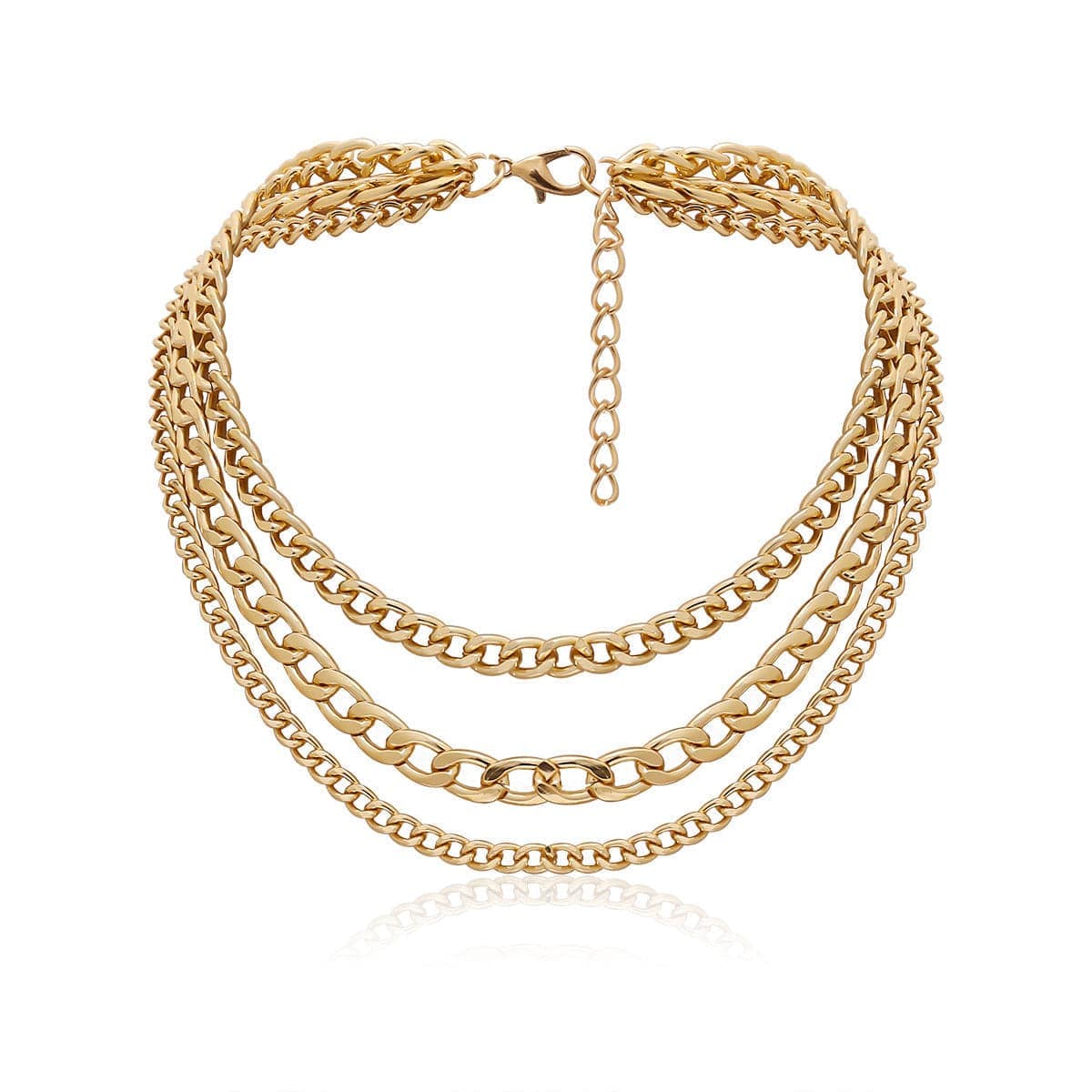 Goldtone Figaro Chain Layered Necklace
