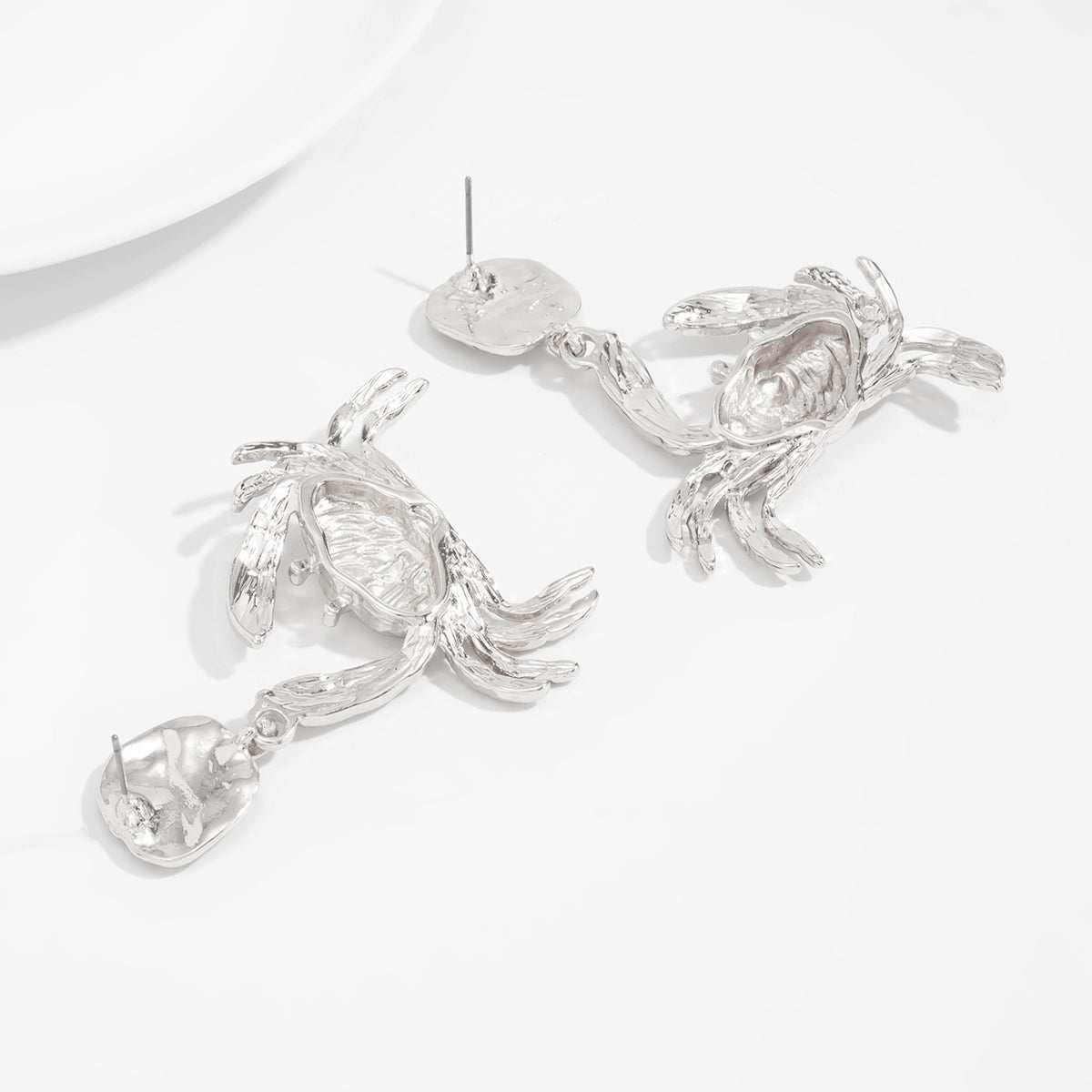 Silvertone Crab Dangle Earrings