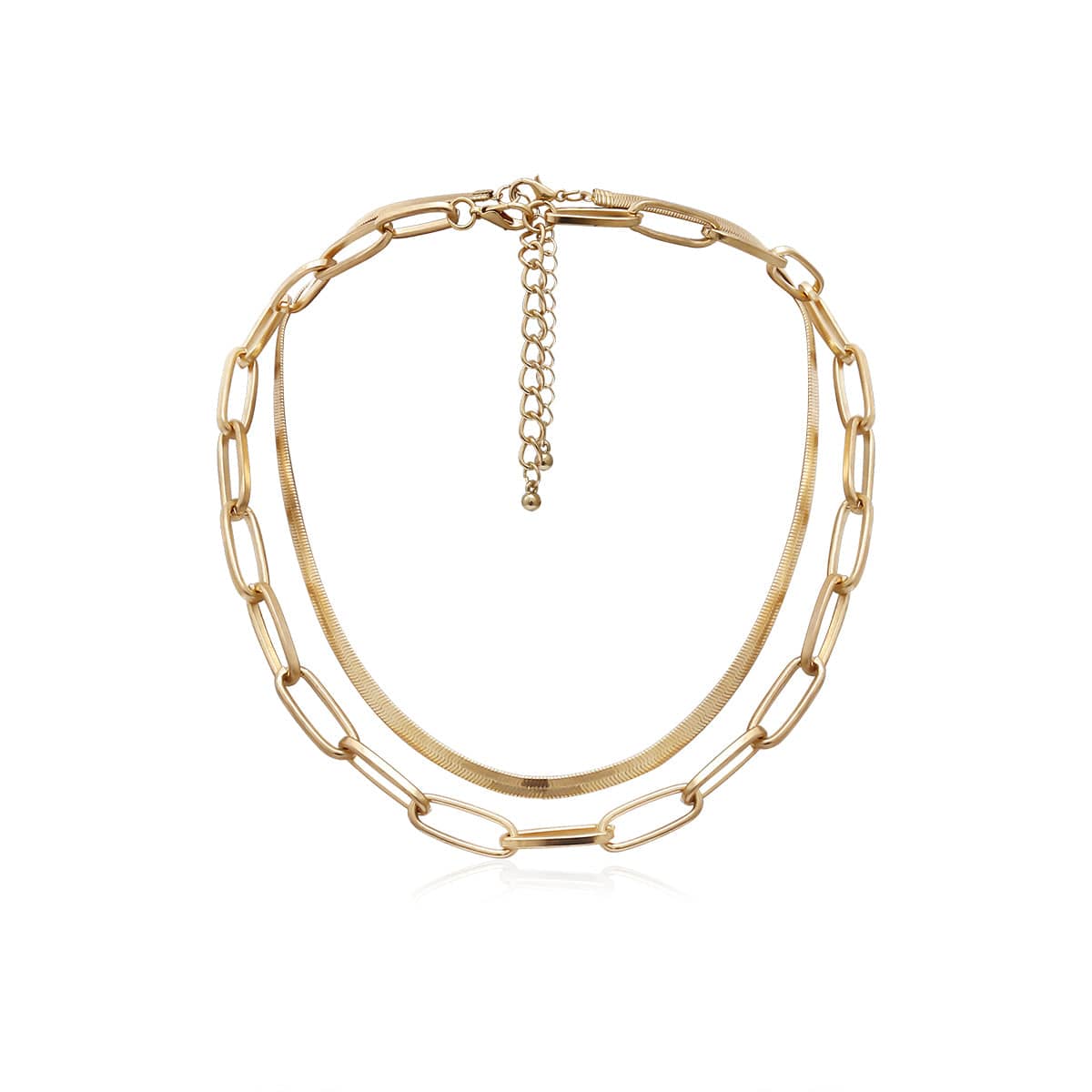 Goldtone Cable & Snake Chain Necklace Set