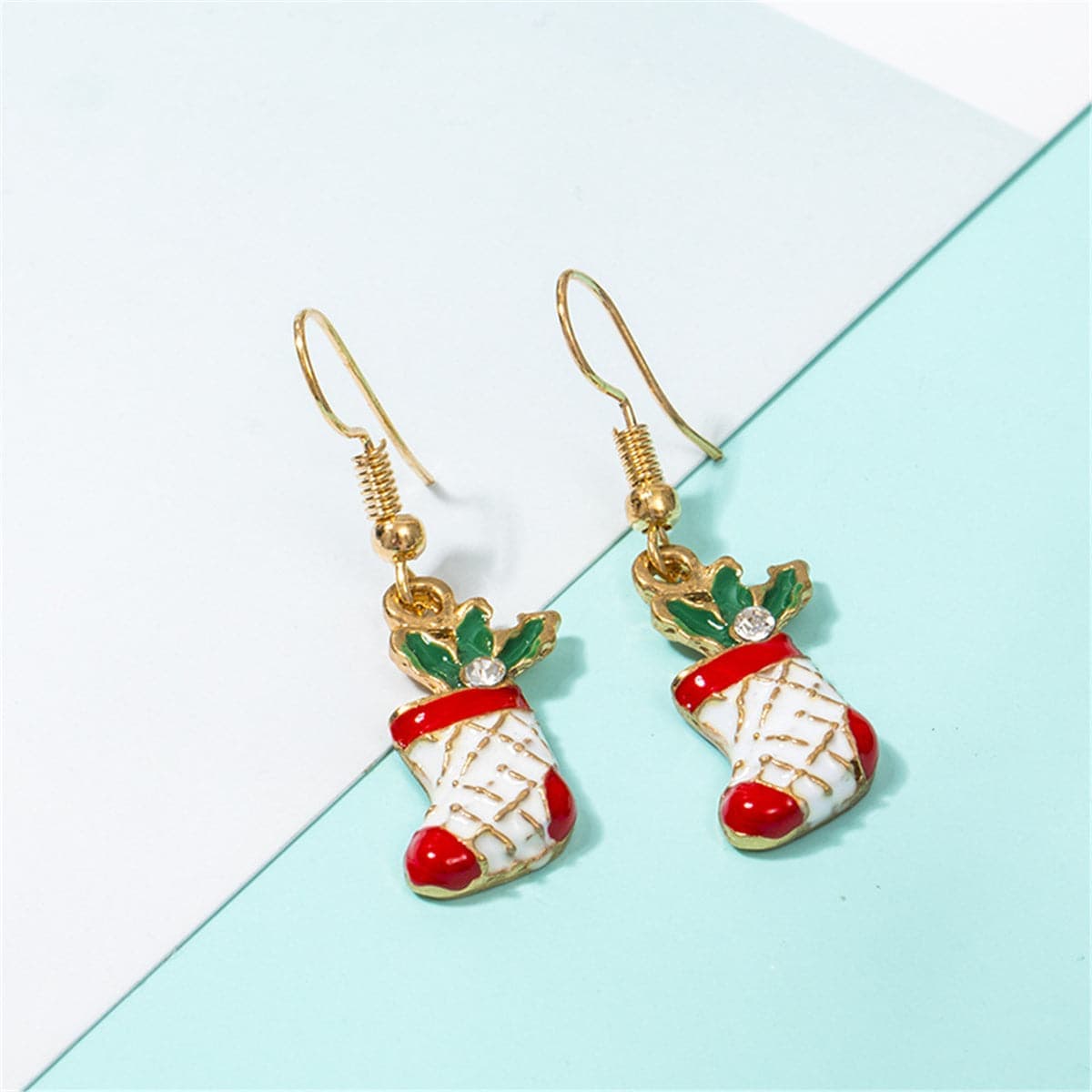 Cubic Zirconia & Goldtone Botany Stocking Necklace & Earrings