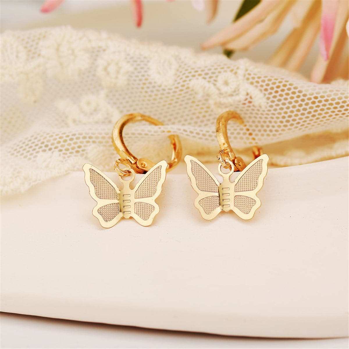 Goldtone Butterfly Drop Earrings