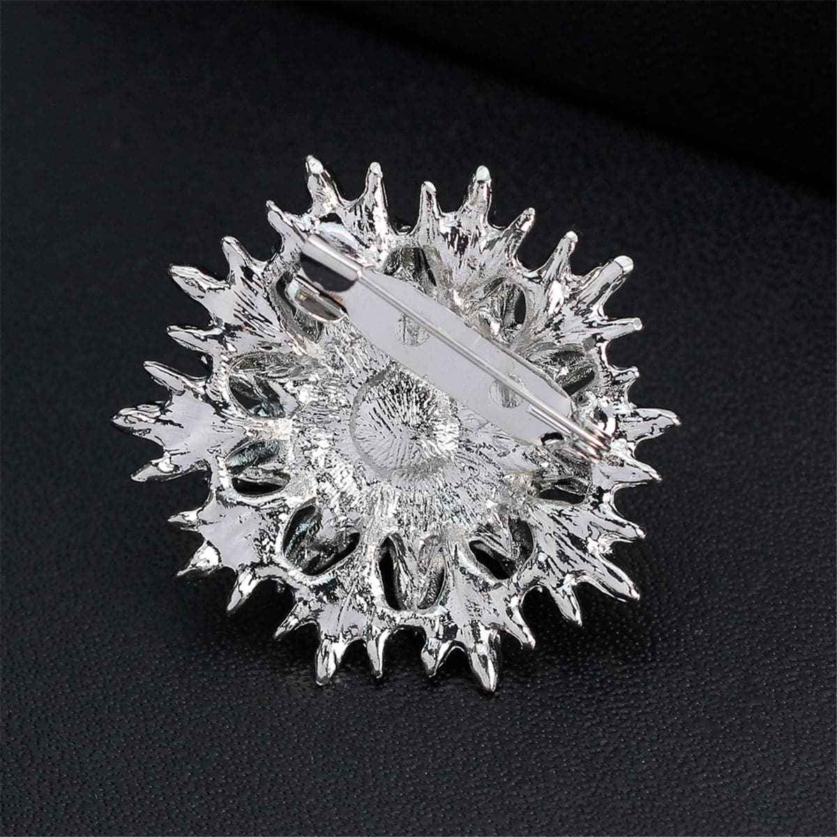 Cubic Zirconia & Silvertone Botany Brooch