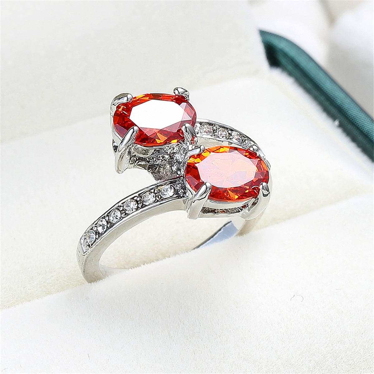 Red Crystal & Cubic Zirconia Oval Ring