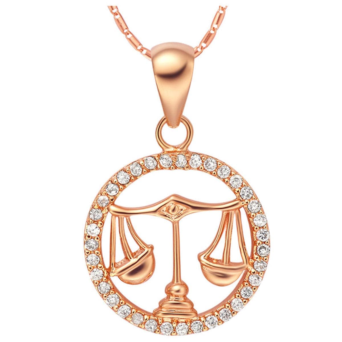 Cubic Zirconia & Rose Goldtone Libra Pendant Necklace