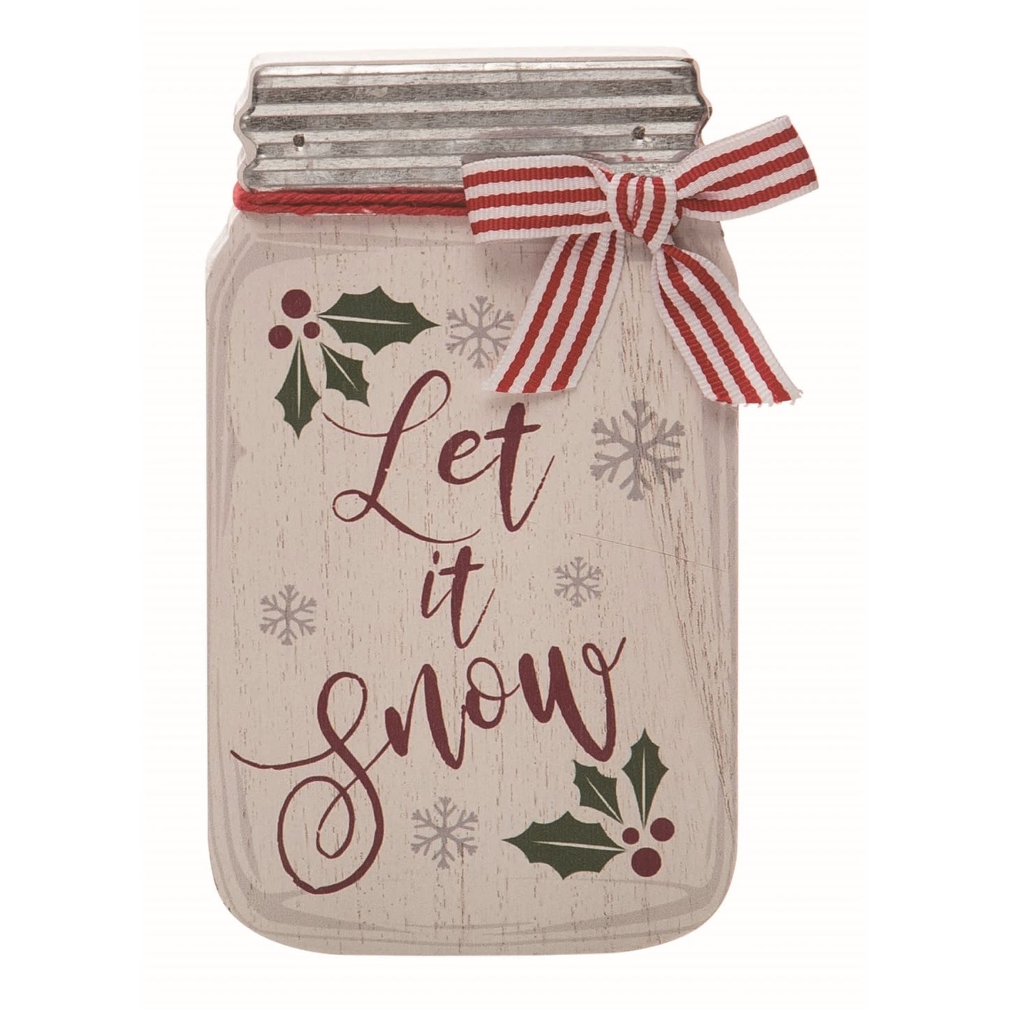 White Christmas Jar Decor Wooden Wall Sculpture for Festive Holiday Home Decoration