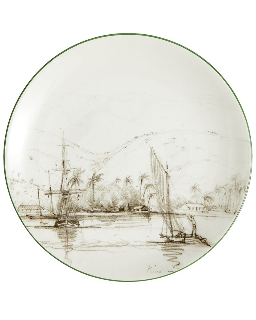 Wedgwood 3Pc Darwin Voyage of the Beagle Tahiti Teacup, Saucer & Plate Set