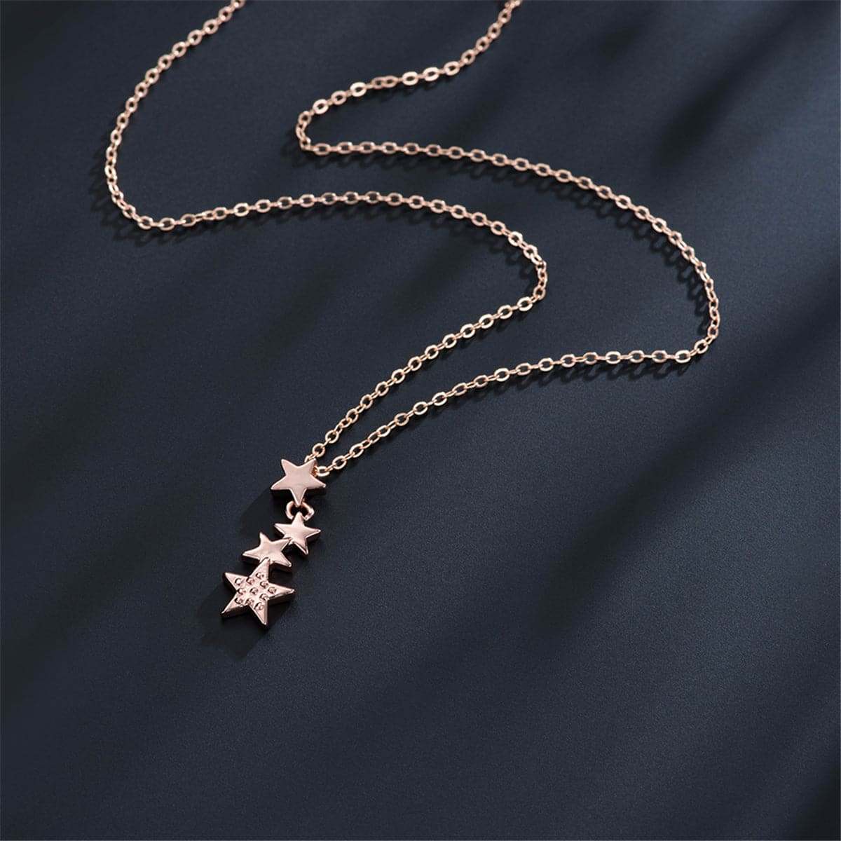 Rose Goldtone Falling Star Pendant Necklace
