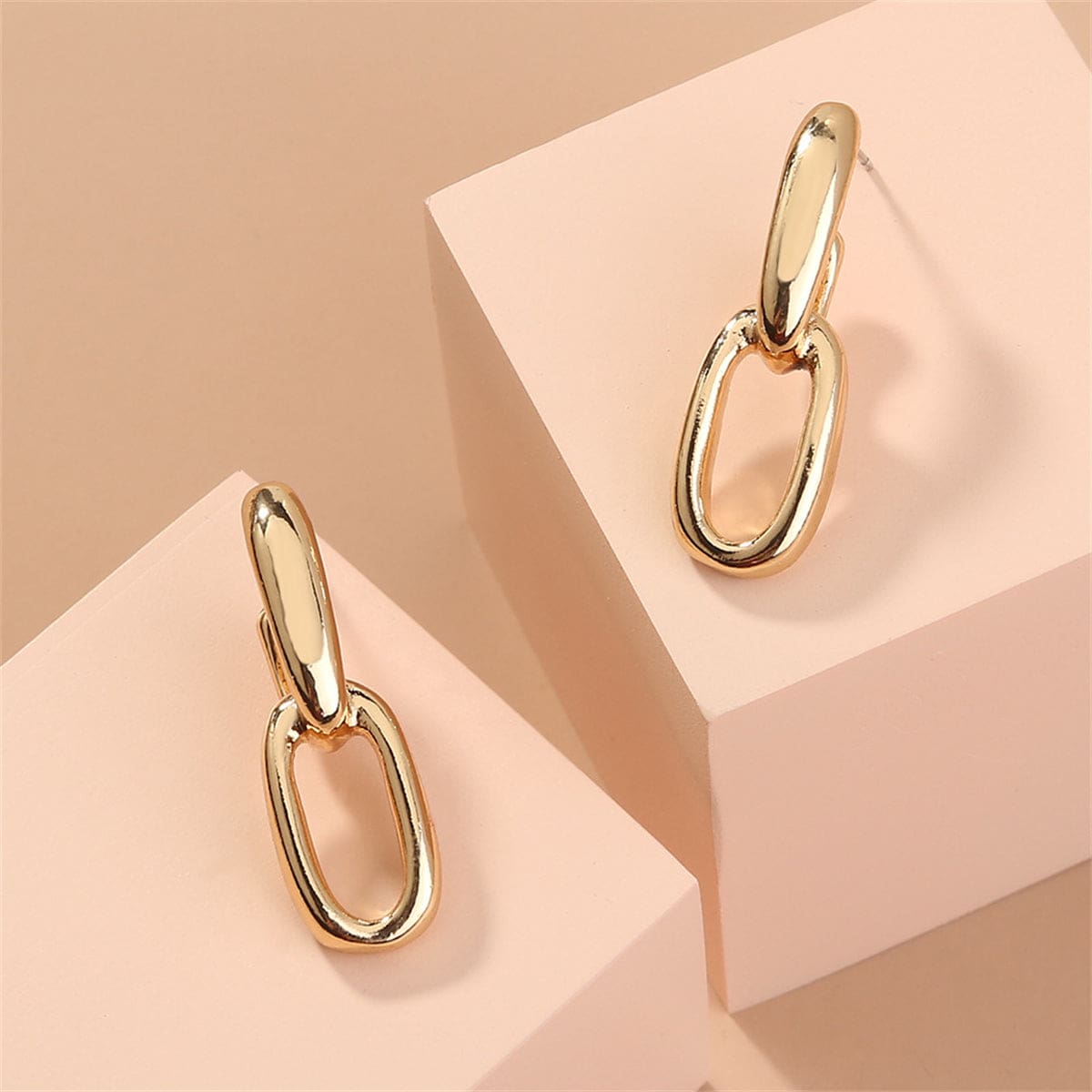 Goldtone Interlocked Cable Chain Drop Earrings