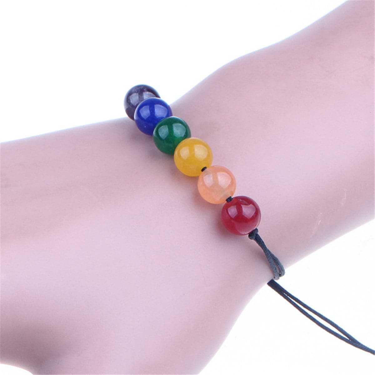 Rainbow Agate & Black Adjustable Beaded Bracelet