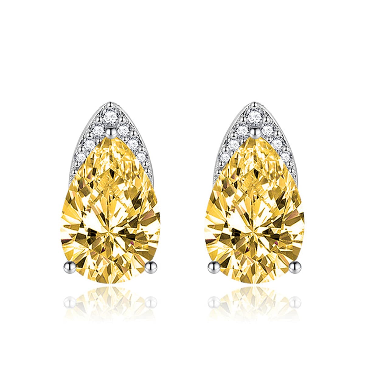 Yellow Crystal & Cubic Zirconia Pear-Cut Stud Earrings