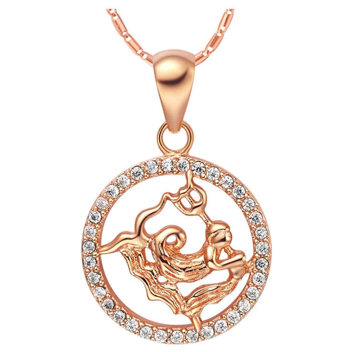 Cubic Zirconia & Rose Goldtone Aquarius Pendant Necklace