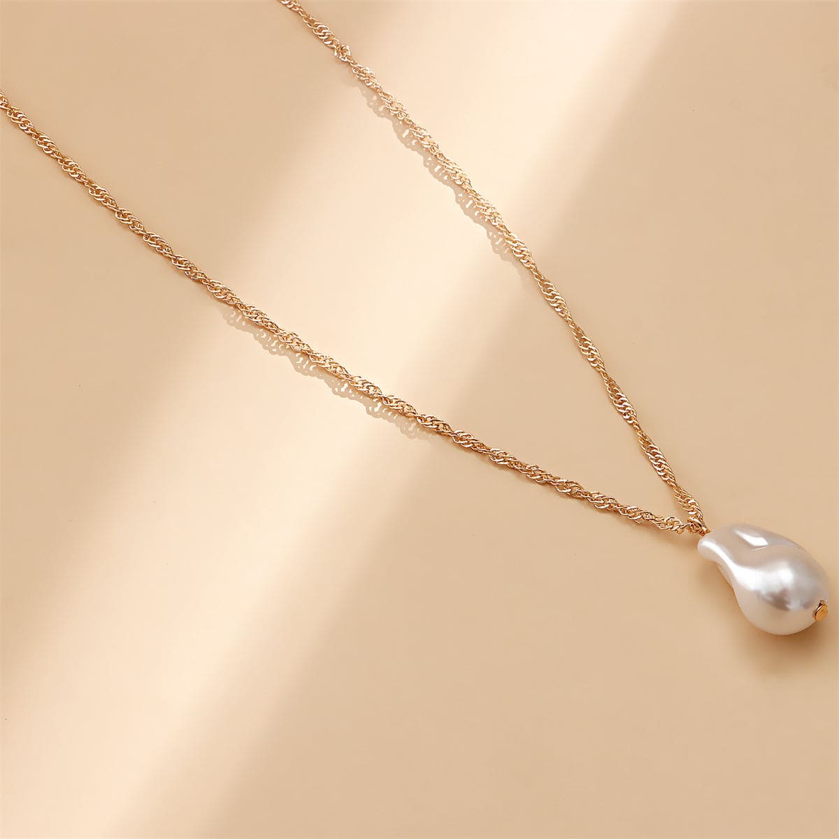 Pearl & Turquoise Goldtone Heart Pendant Layered Necklace