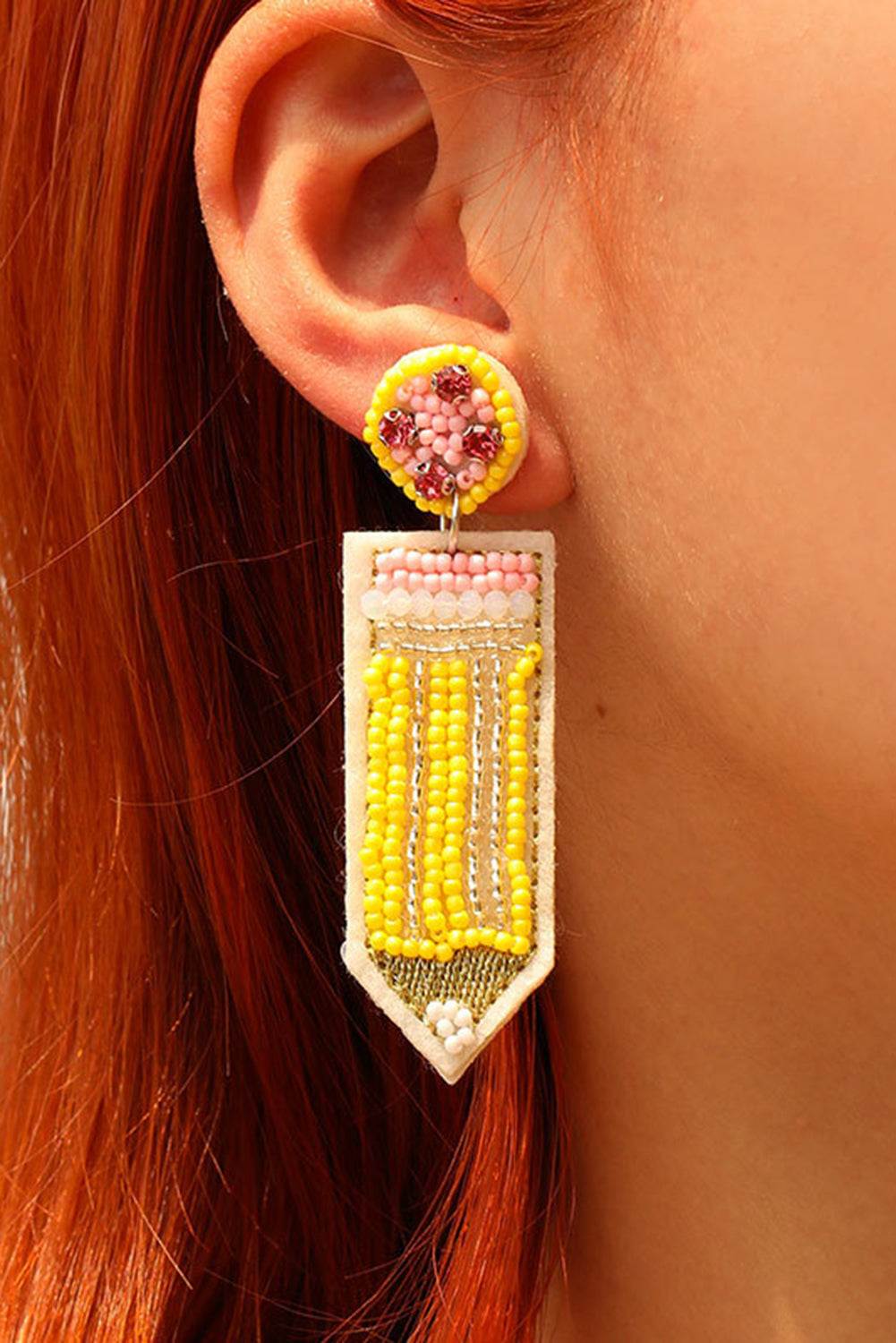 Yellow Teacher Pencil Earrings - Yellow / ONE SIZE
