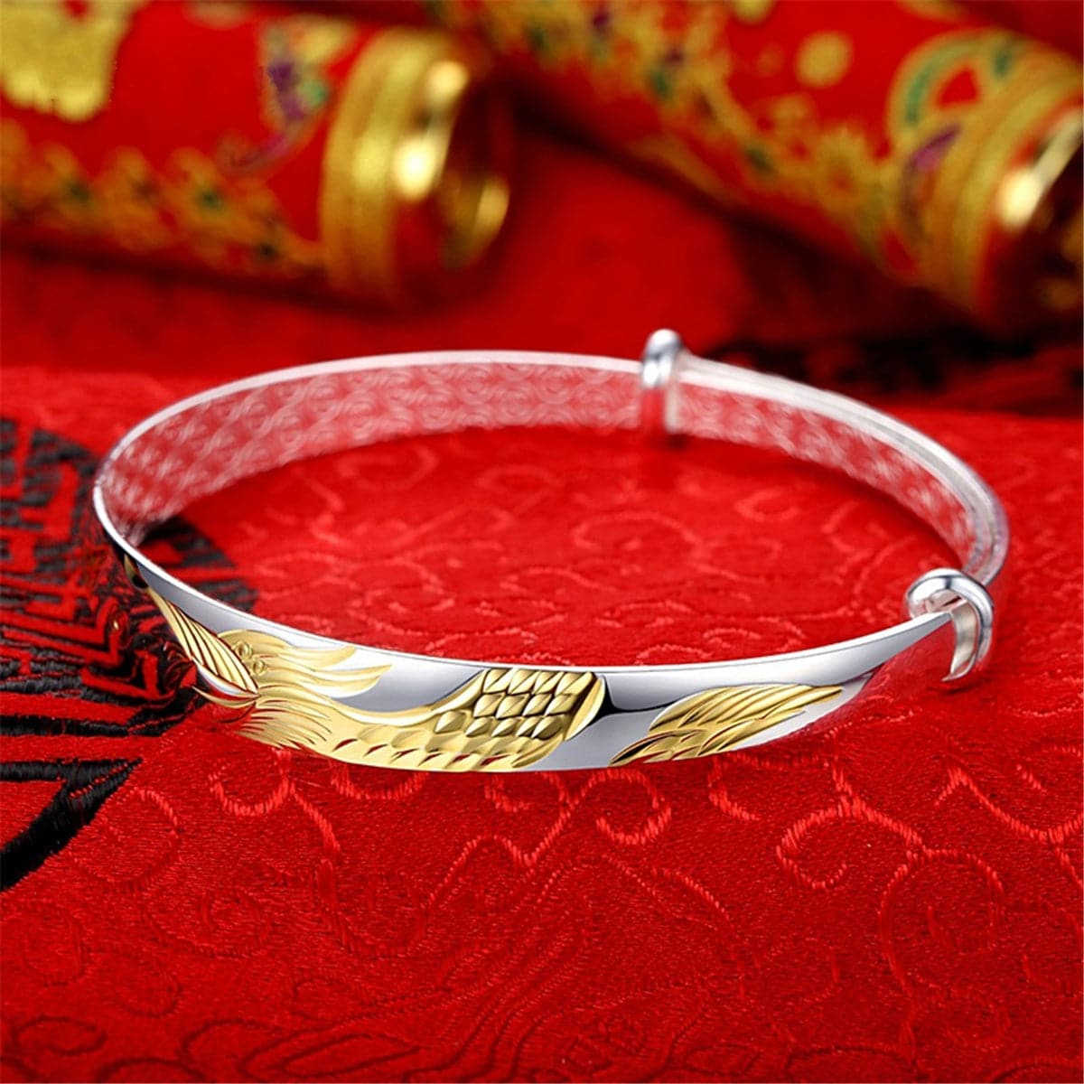 Two-tone Phoenix Adjustable Bangle