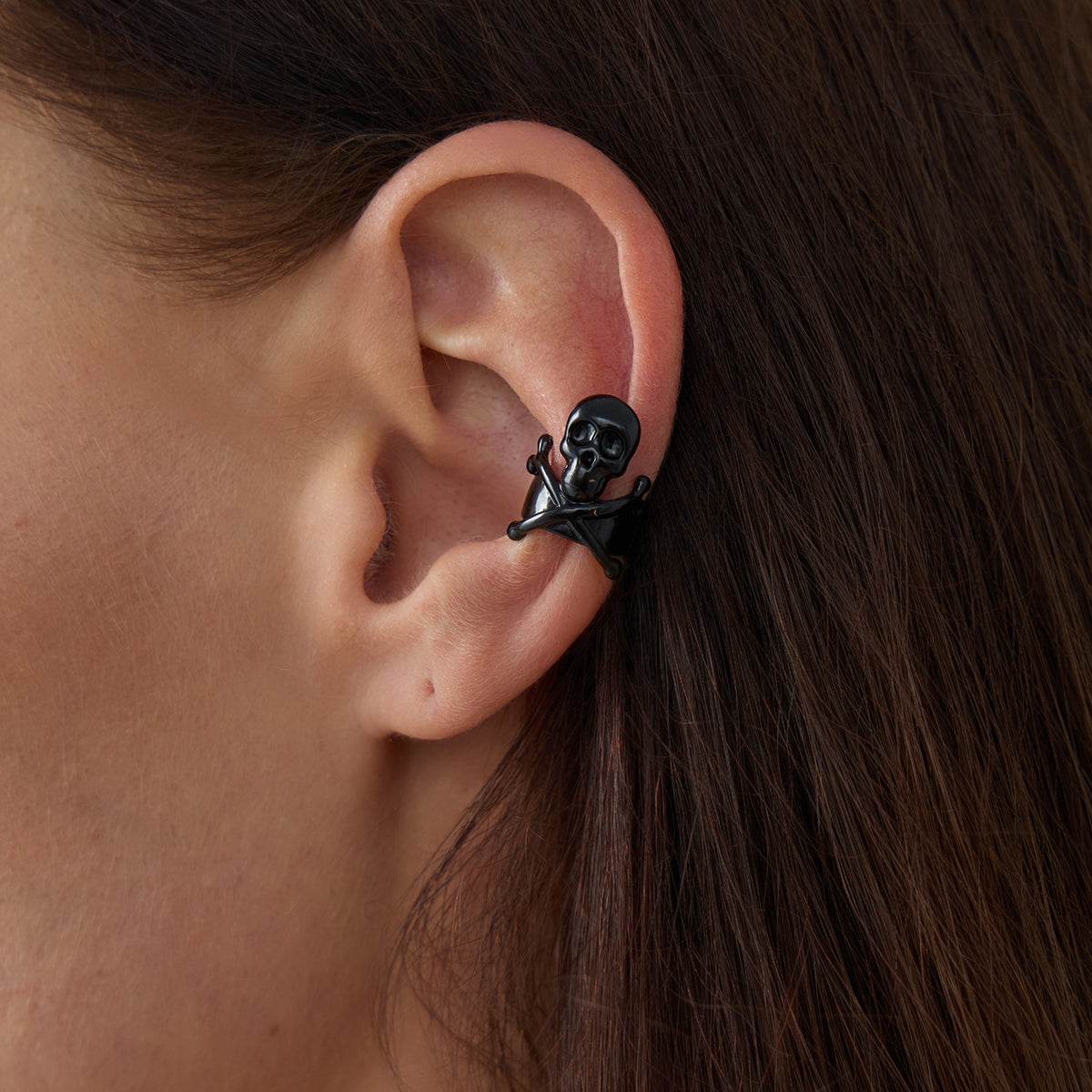 Blacktone Skull X Ear Cuff