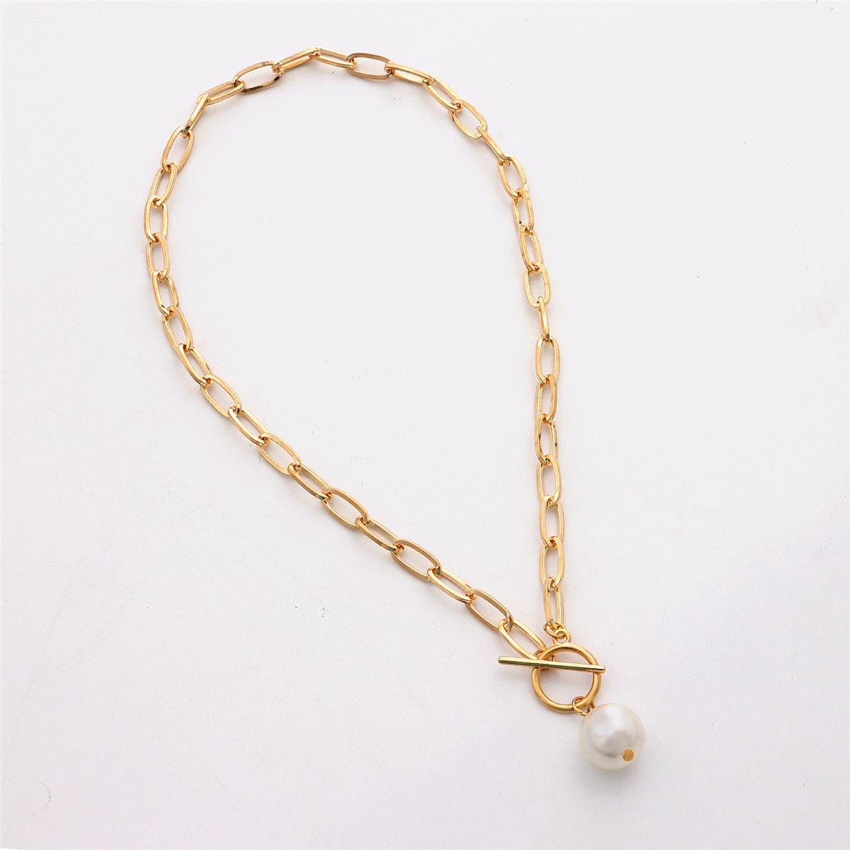 Pearl & Goldtone Toggle Necklace
