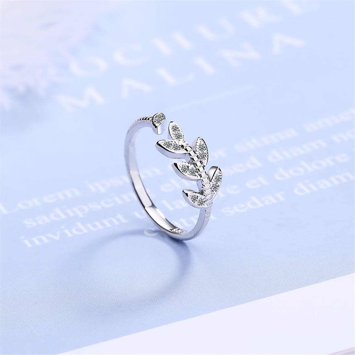 Cubic Zirconia & Silvertone Rattan Ring