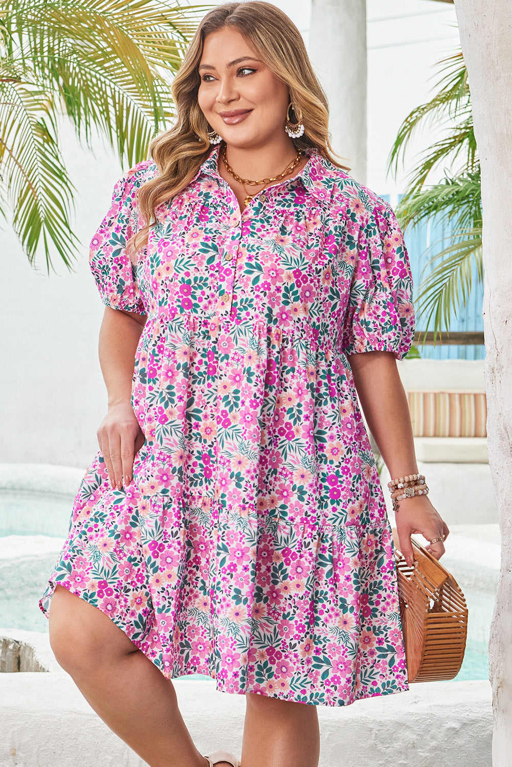 a line dress pattern plus size Threaded Pear Mariana Floral Puff Sleeve A-line – Zulily you will receive the Jacket Size:US Jacket 44 Red Square Neck Puff-Sleeve Just In