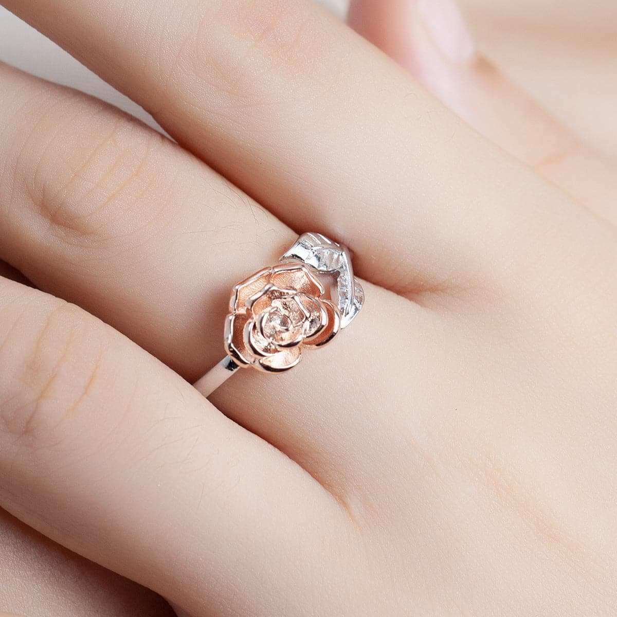 Two-tone Flower Bypass Ring