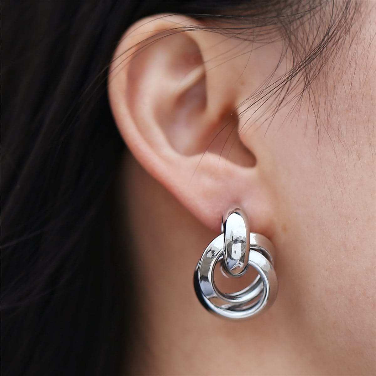 Silvertone Knot Drop Earrings
