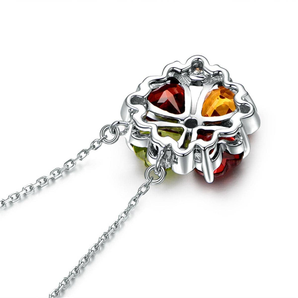 Red Cubic Zirconia & Silvertone Heart Pendant Necklace
