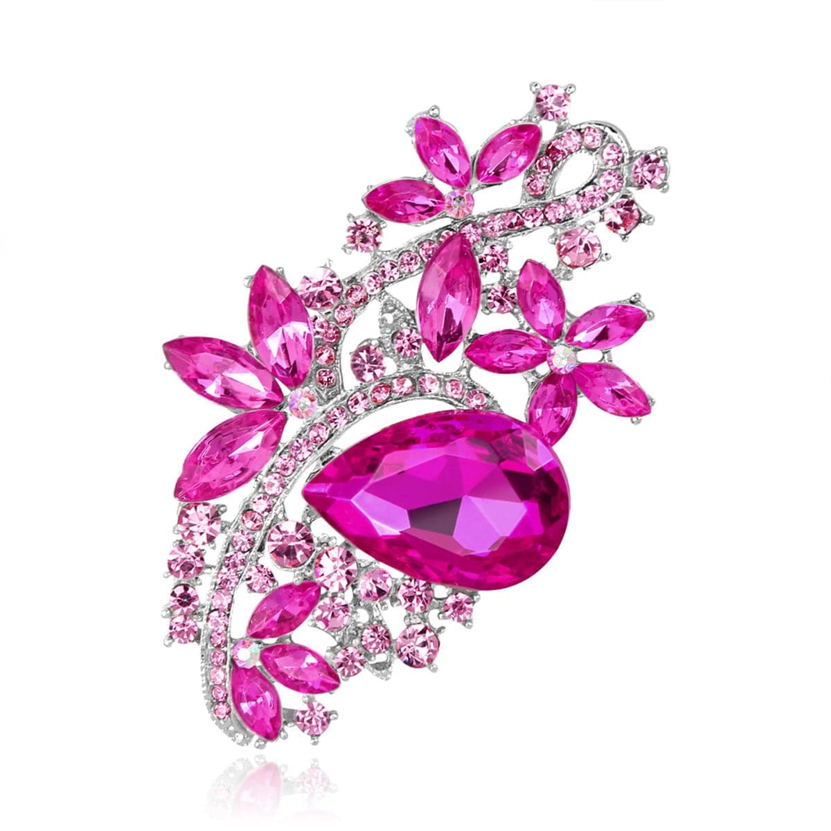 Rose Crystal & Cubic Zirconia Bezel Botany Brooch