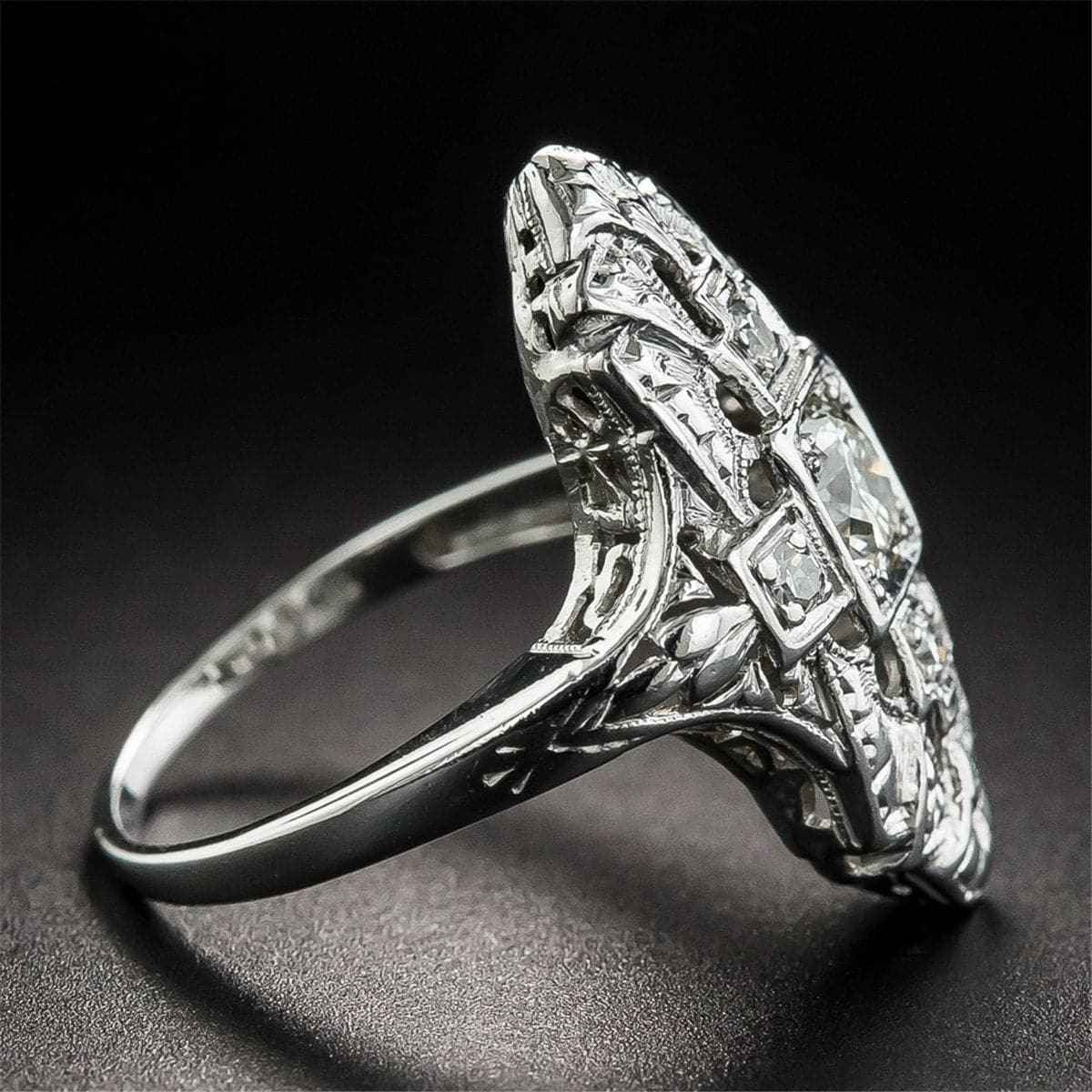 Crystal & Silvertone Cross Ring