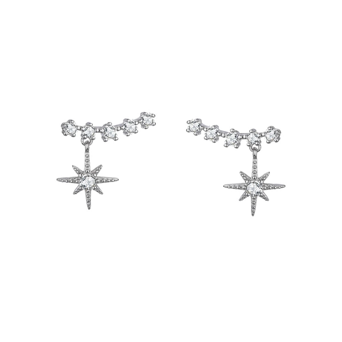 Cubic Zirconia & Silvertone Star Ear Climber