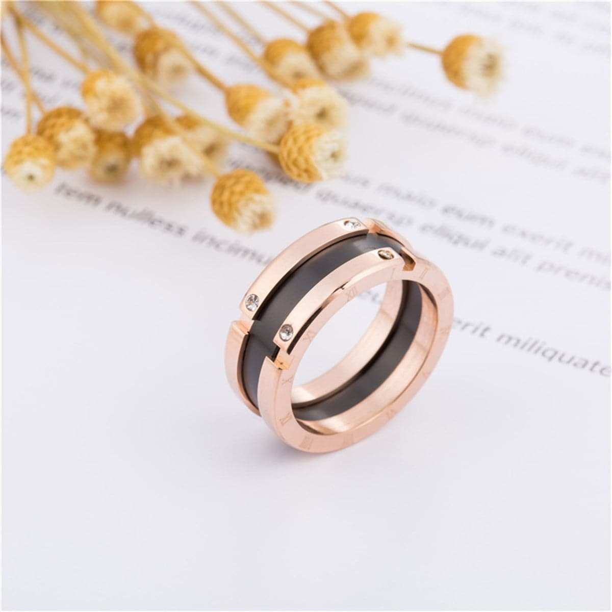 Cubic Zirconia & Rose Goldtone Roman Numeral Band